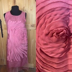 Jade & Cloud pink wearable art pullover dress w abstract rose, pockets